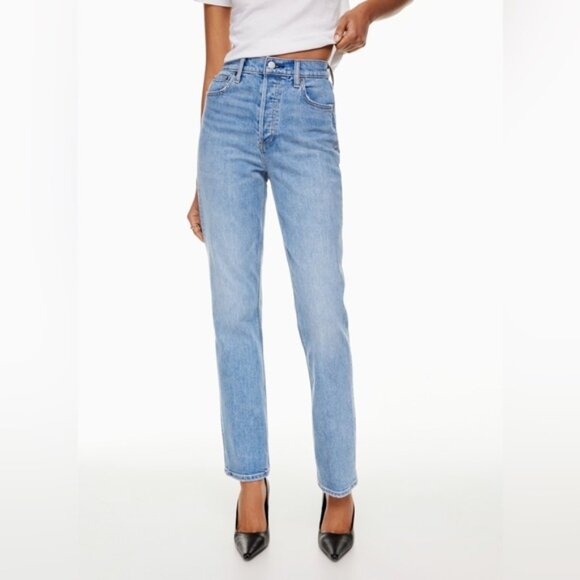 Aritzia Denim Forum The Arlo High Rise Straight Jeans Blue — Size 28, 26L - Picture 1 of 12